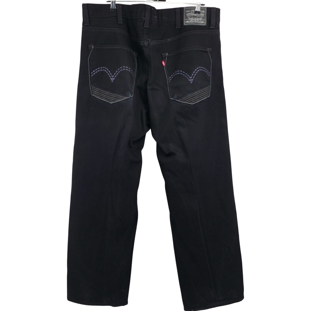 Levis 569 Loose Straight Jeans Mens 40x32 Black Purple Embroidered Denim Pants